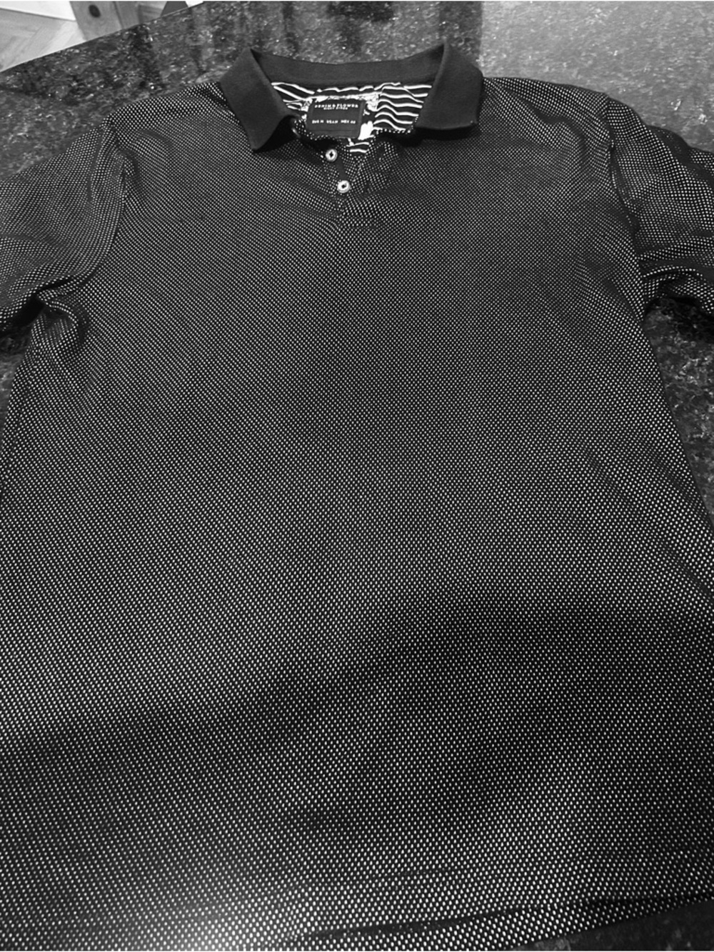 Men's Denim & Flower Black Microdot Polo Shirt